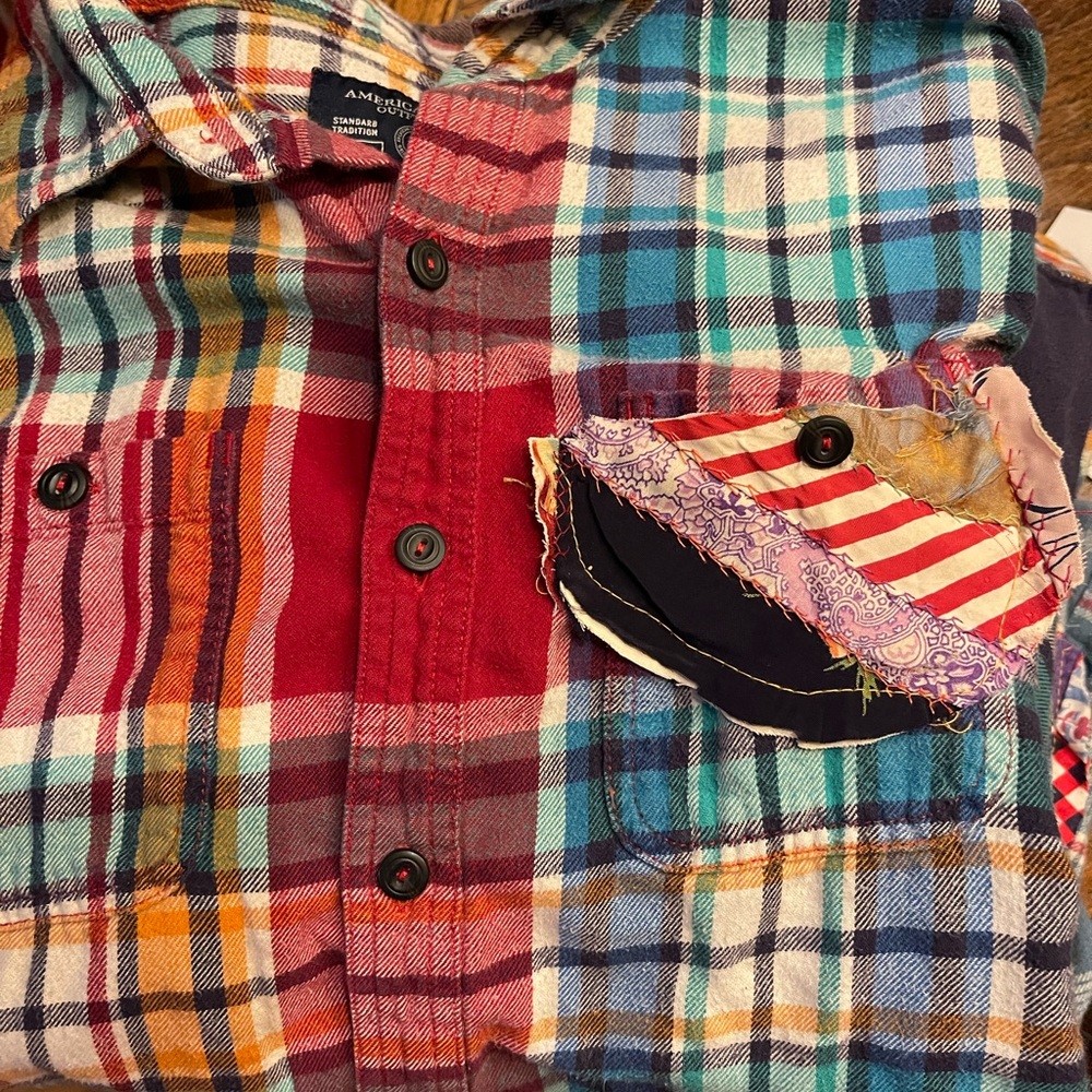 Upcycled quilted patchwork flannels - image 9
